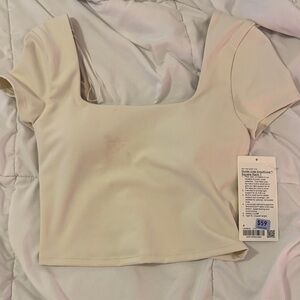 Lululemon Athletica Cream Square Neck Crop Top